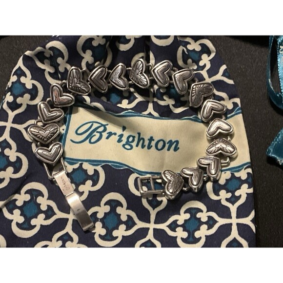 Brighton Heritage Heart Bracelet Silver Plated w/ Fold Over Clasp W/ Dust Bag - Picture 8 of 9